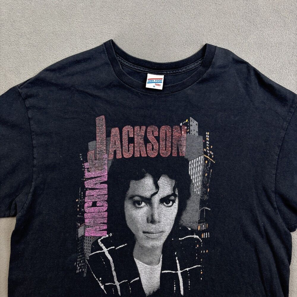 Junk Food Michael Jackson Bad Tour '88 Short Sleeve Top Gray Shirt Size M - Picture 3 of 12